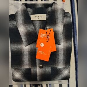 YoungLA Men's Black and Gray Plaid Shirt